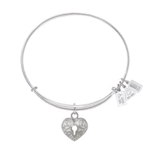 Load image into Gallery viewer, Wind & Fire Heart Lock Charm Bangle