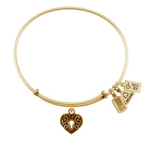 Load image into Gallery viewer, Wind & Fire Heart Lock Charm Bangle