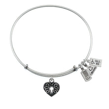 Load image into Gallery viewer, Wind & Fire Heart Lock Charm Bangle