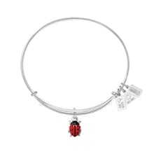 Load image into Gallery viewer, Wind & Fire Ladybug Enameled Charm Bangle
