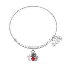 Load image into Gallery viewer, Wind & Fire Nurse's Cap Enameled Charm Bangle