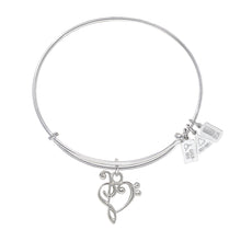 Load image into Gallery viewer, Wind & Fire Music Heart Charm Bangle