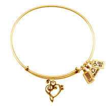 Load image into Gallery viewer, Wind & Fire Music Heart Charm Bangle