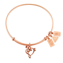 Load image into Gallery viewer, Wind & Fire Music Heart Charm Bangle