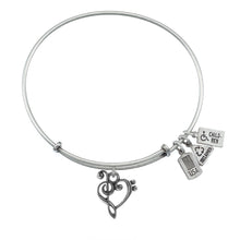 Load image into Gallery viewer, Wind & Fire Music Heart Charm Bangle