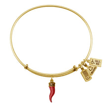 Load image into Gallery viewer, Wind & Fire Red Italian Horn Charm Bangle