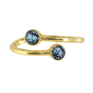 Wind & Fire March Birthstone Sterling Silver Gold Ring Wrap