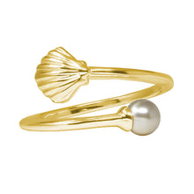 Load image into Gallery viewer, Wind & Fire Shell with Crystal Pearl Sterling Silver Ring Wrap