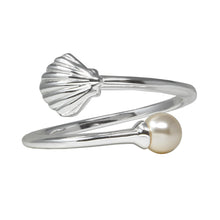 Load image into Gallery viewer, Wind & Fire Shell with Crystal Pearl Sterling Silver Ring Wrap