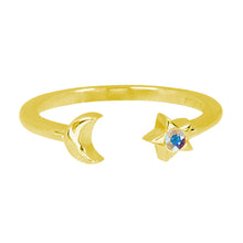 Load image into Gallery viewer, Wind & Fire Moon & Star Sterling Silver Ring Wrap