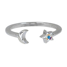 Load image into Gallery viewer, Wind & Fire Moon & Star Sterling Silver Ring Wrap
