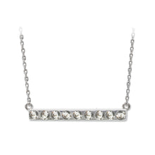 Load image into Gallery viewer, Sterling Silver Bar Necklace with Nine Swarovski Crystals
