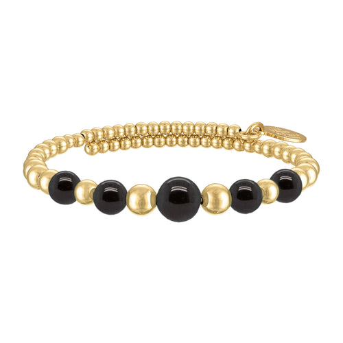 Wind & Fire Black Onyx and Gold-Filled Graduated Bead Wrap