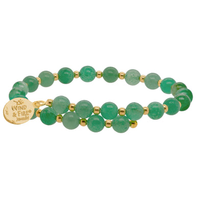 Wind & Fire Green Aventurine and Gold-Filled Bead Wrap