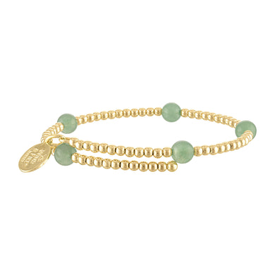 Wind & Fire Green Aventurine and Gold-Filled Bead Wrap