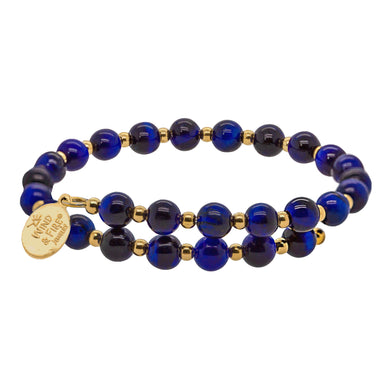 Wind & Fire Blue Tiger's Eye and Gold-Filled Bead Wrap