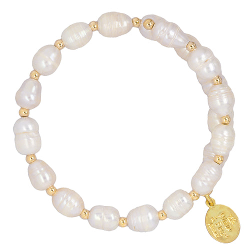 Wind & Fire Baroque Pearl and Gold-Filled Bead Wrap