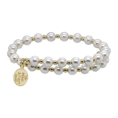 Wind & Fire Shell Pearl and Gold-Filled Bead Wrap