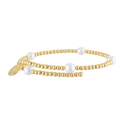 Wind & Fire Shell Pearl and Gold-Filled Bead Wrap