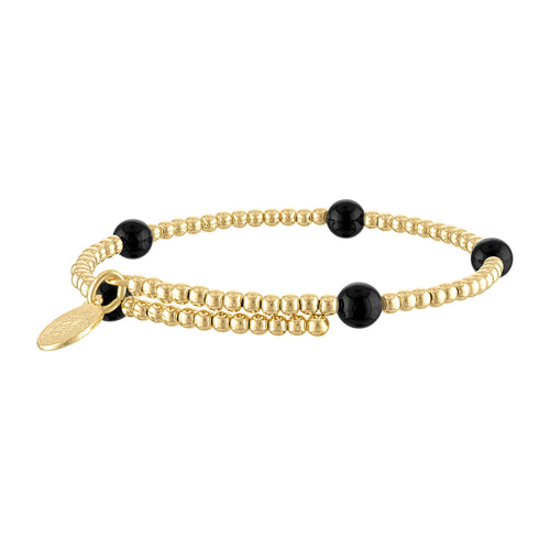 Wind & Fire Black Onyx and Gold-Filled Bead Wrap