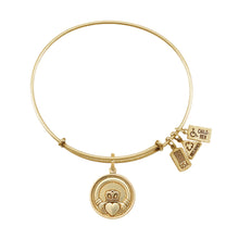 Load image into Gallery viewer, Wind &amp; Fire Claddagh Gold Expandable Charm Bangle
