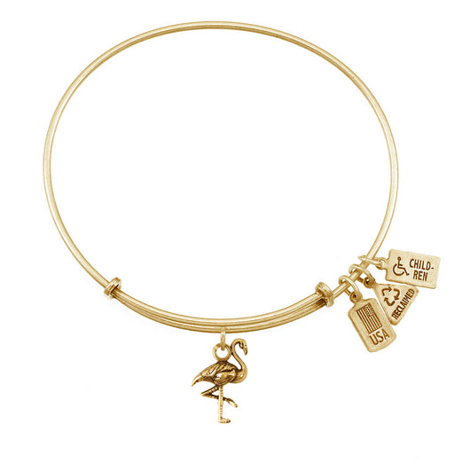 Wind & Fire Flamingo Charm Bangle in Gold