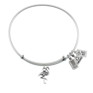 Wind & Fire Flamingo Charm Bangle in Silver