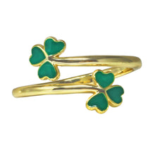 Load image into Gallery viewer, Shamrock Sterling Silver Ring Wrap in Gold over Sterling
