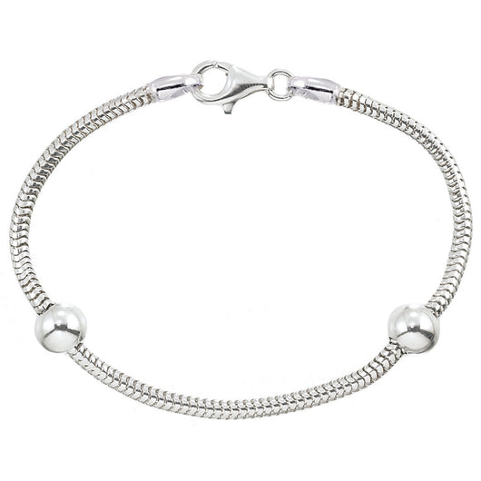 ZABLE Sterling Silver Snake Bracelet with Smart Beads