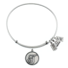 Load image into Gallery viewer, Wind &amp; Fire Love Letter &#39;T&#39; Charm Bangle
