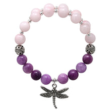 Load image into Gallery viewer, Wind &amp; Fire Dragonfly &amp; Rose/Purple Quartz Charm Wrap
