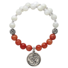 Load image into Gallery viewer, Wind &amp; Fire Om &amp; Coral Quartz/Mother-of-Pearl Charm Wrap
