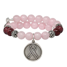 Load image into Gallery viewer, Wind &amp; Fire Awareness Ribbon &amp; Rose Quartz Beaded Charm Wrap
