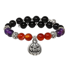 Load image into Gallery viewer, Wind &amp; Fire Jack O&#39;Lantern &amp; Amber/Amethyst/Onyx Beaded Charm Wrap
