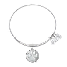 Load image into Gallery viewer, Wind &amp; Fire Paw Print Charm Bangle in Silver
