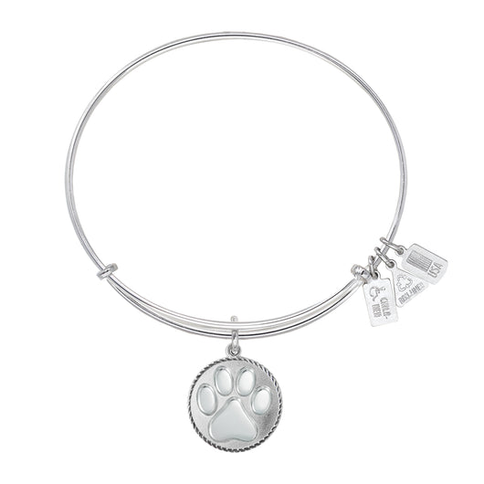 Wind & Fire Paw Print Charm Bangle in Silver