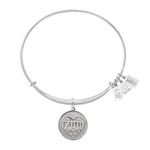 Wind & Fire Faith Filigree Heart Charm Bangle