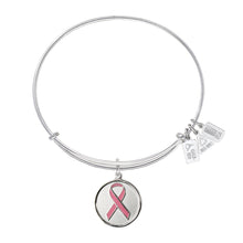Load image into Gallery viewer, Wind &amp; Fire Pink Awareness Ribbon Charm Bangle
