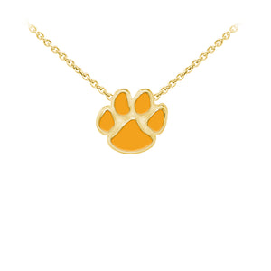Wind and Fire Orange Enameled Paw Print Sterling Silver Dainty Necklace