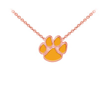 Load image into Gallery viewer, Wind and Fire Orange Enameled Paw Print Sterling Silver Dainty Necklace
