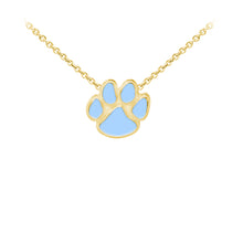 Load image into Gallery viewer, Wind and Fire Light Blue Enameled Paw Print Sterling Silver Dainty Necklace
