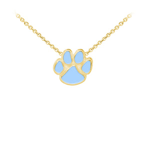 Wind and Fire Light Blue Enameled Paw Print Sterling Silver Dainty Necklace