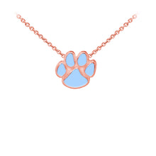 Load image into Gallery viewer, Wind and Fire Light Blue Enameled Paw Print Sterling Silver Dainty Necklace
