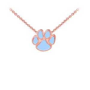 Wind and Fire Light Blue Enameled Paw Print Sterling Silver Dainty Necklace