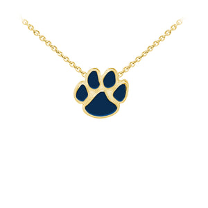 Wind and Fire Navy Blue Enameled Paw Print Sterling Silver Dainty Necklace