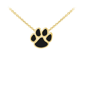 Wind and Fire Black Enameled Paw Print Sterling Silver Dainty Necklace