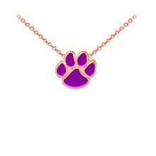 Load image into Gallery viewer, Wind and Fire Purple Enameled Paw Print Sterling Silver Dainty Necklace
