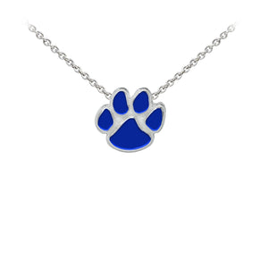 Wind and Fire Royal Blue Enameled Paw Print Sterling Silver Dainty Necklace