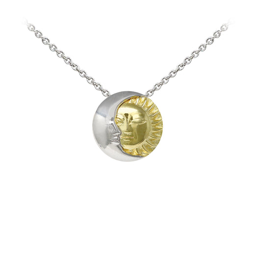 Wind & Fire Celestial Moon & Sun Sterling Silver Dainty Necklace