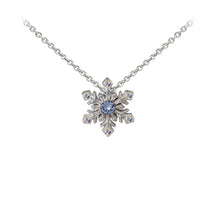 Load image into Gallery viewer, Wind &amp; Fire Snowflake w/Crystal Sterling Silver Dainty Necklace

